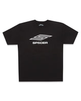 Sp5der Pro LW Tee black, lightweight cotton tee with the white Sp5der chevron logo and wordmark on the chest, front view