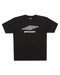 Sp5der Pro LW Tee black, lightweight cotton tee with the white Sp5der chevron logo and wordmark on the chest, front view