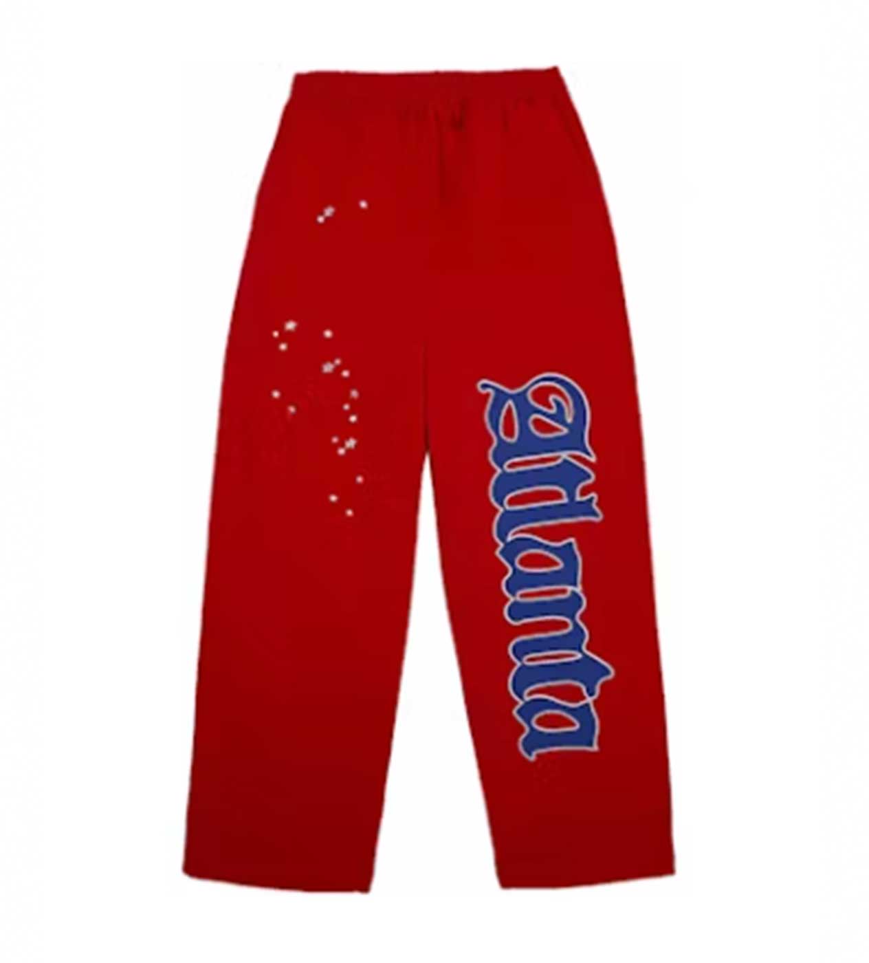 Sp5der Red Atlanta Open Leg Sweatpants front view