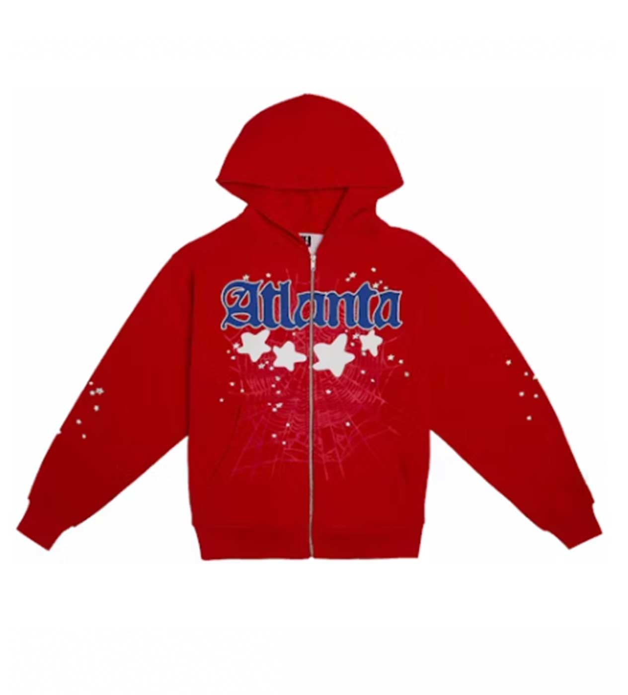 Sp5der Red Atlanta Zip Up Hoodie front view