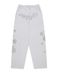 Sp5der Rhinestone Beluga V2 Wide Leg Sweatpants Heather Grey