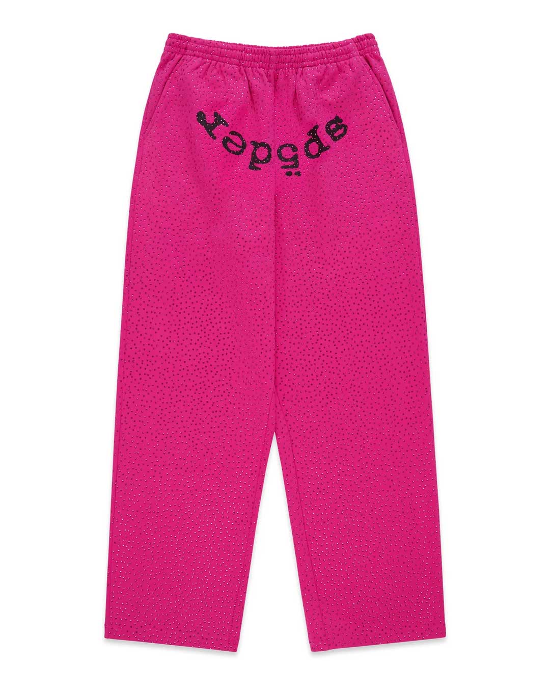 Sp5der Rhinestone OG Logo V2 Wide Leg Sweatpants Pink