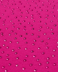 Sp5der Rhinestone OG Logo V2 Wide Leg Sweatpants pink, close-up of the all-over pink rhinestone application on the fleece