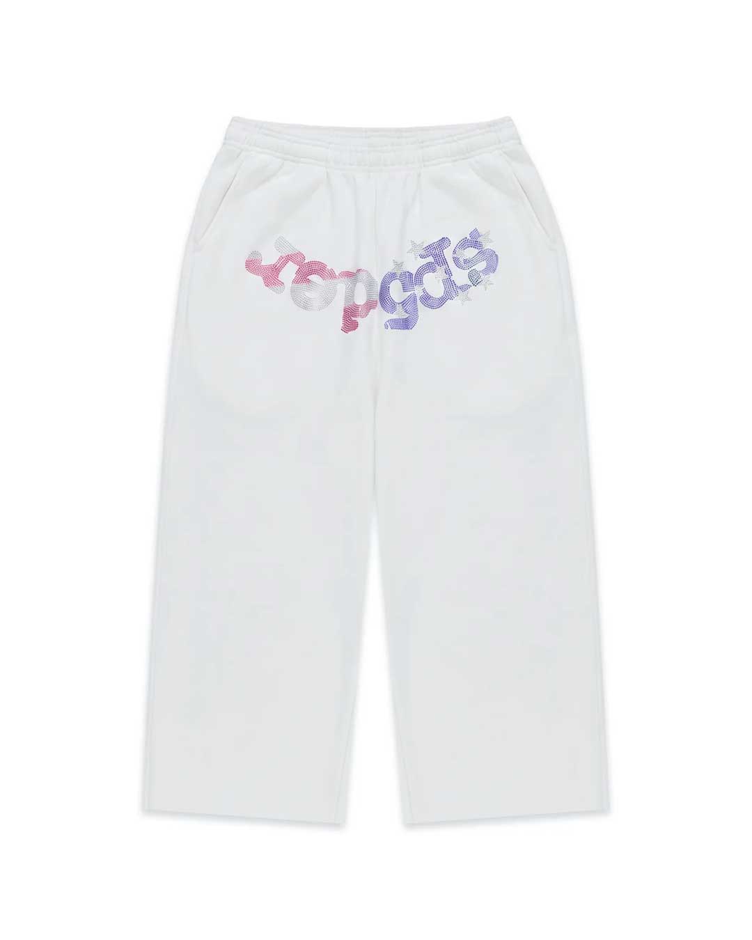 Sp5der Rhinestone OG Web Long Shorts White