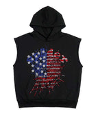 Sp5der Rhinestone OG Web Sleeveless Hoodie Onyx