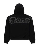 Sp5der Rhinestone Script Zip Up Hoodie Black