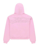 Sp5der Rhinestone Script Zip Up Hoodie Light Pink