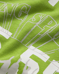 Sp5der SP5 5Luminum Tee light green, close-up of the outlined white print texture