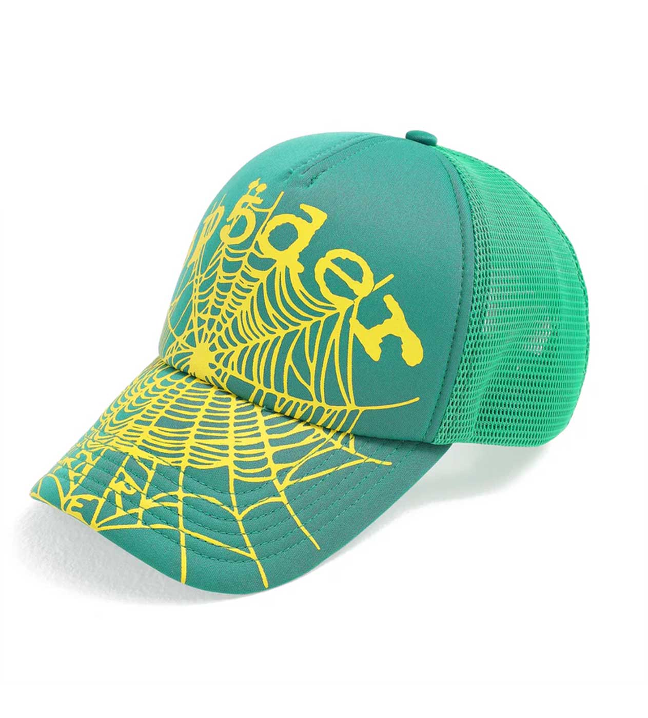 Sp5der Slime Green OG Web v2 Trucker Hat (Snapback)