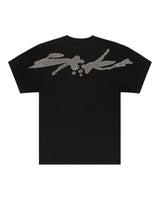 Sp5der TM Rhinestone Tee black, back view with a rhinestone sp5der script across the shoulders