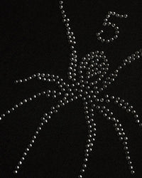 Sp5der TM Rhinestone Tee black, close-up of the rhinestone spider and 5 chest graphic