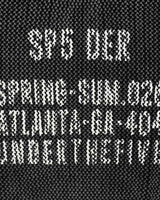 Sp5der Underthefive Sweater black, close-up of the knitted SP5 DER, Spring-Sum.026 and Atlanta-GA-404 text