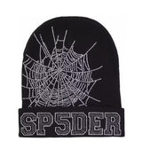 Sp5der Web Rhinestone Beanie Black front view