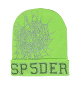 Sp5der Web Rhinestone Beanie Green Front