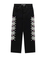 Sp5der Web Stone Denim Pants Black