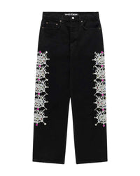 Sp5der Web Stone Denim Pants Black