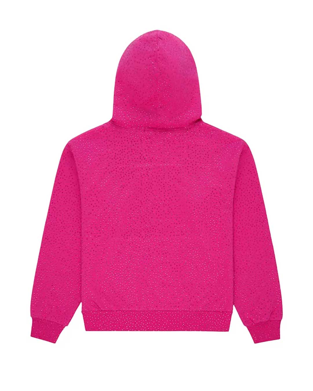 Sp5der Webstone AOP Rhinestone Hoodie pink, plain rhinestone-covered pink back, back view