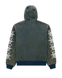 Sp5der Webstone Hooded Denim Work Jacket Indigo