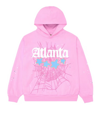 Product Image Of Sp5der Pink Atlanta Hoodie Front View 