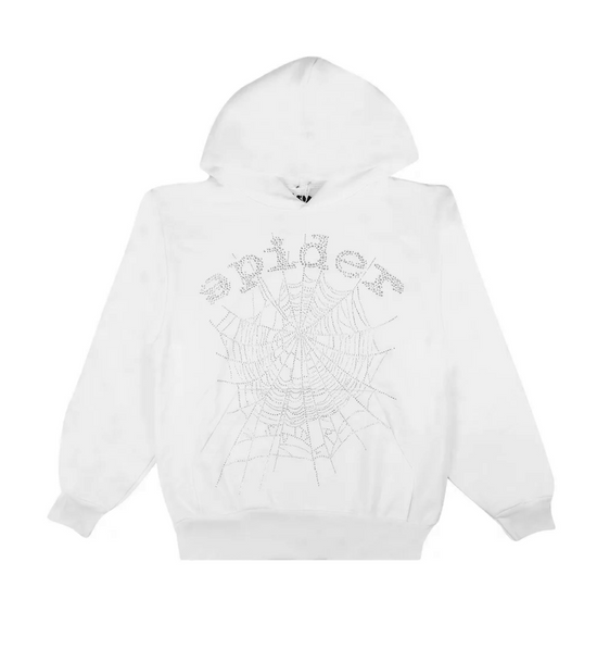 Spider Rinestone Red Sp5der OG Rhinestone Hoodie White | Restock AR