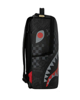 Sprayground 4AM Red Shark Backpack, full side profile