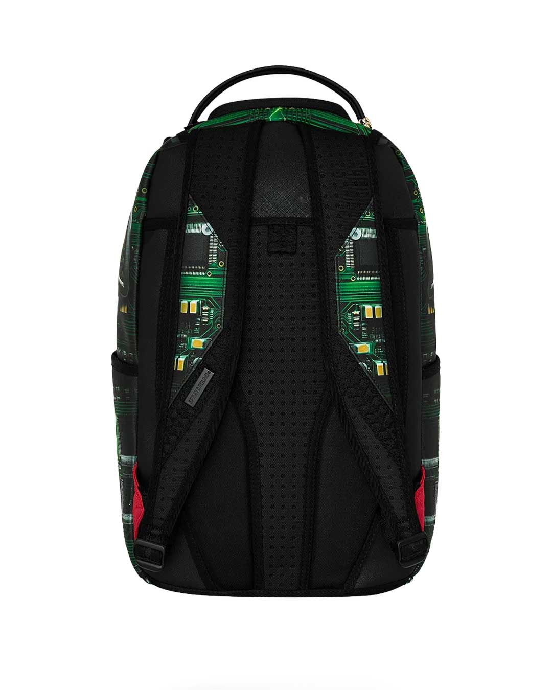 Sprayground A.I. African Intelligence Backpack, back view showing padded shoulder straps