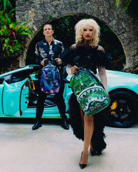 Sprayground A.I. African Intelligence Backpack, worn by a model