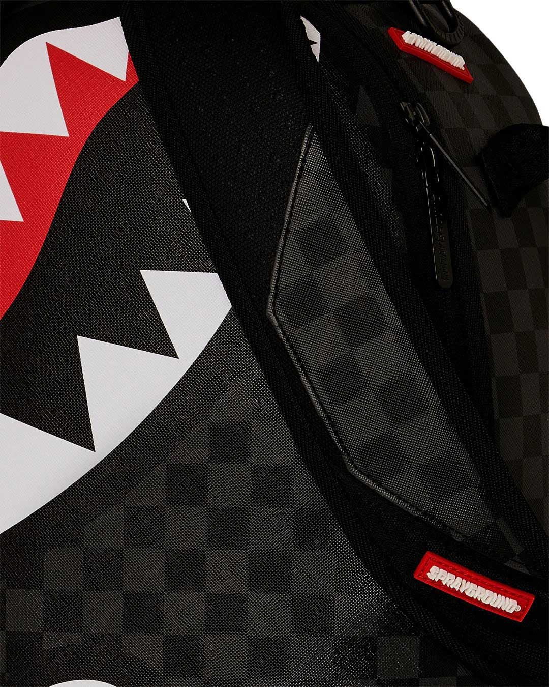 Sprayground Bag Done Wrong Backpack, close-up of the tonal checkerboard texture