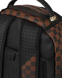 Sprayground Brown Check Ghost Drip Backpack, top handle detail