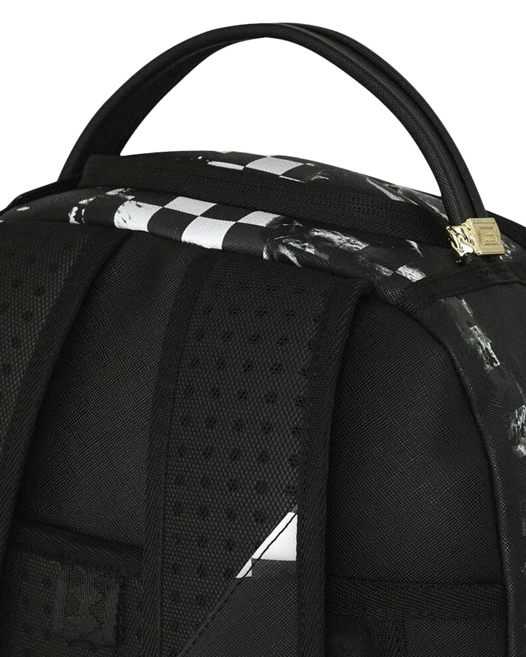 Sprayground Canvas Chaos Backpack, close-up of the top carry handle