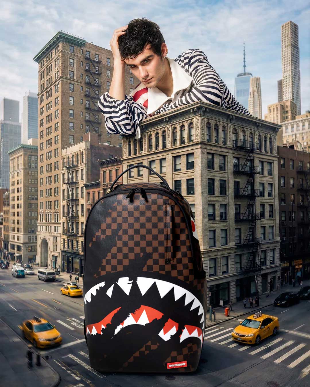Sprayground Clawed Up Backpack, worn by a model