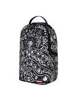 Sprayground Crazy Thoughts Backpack, side view of the doodle print