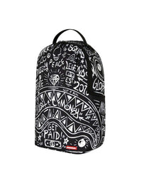 Sprayground Crazy Thoughts Backpack, side view of the doodle print