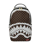 Sprayground Cream and Brown Tear Check Backpack