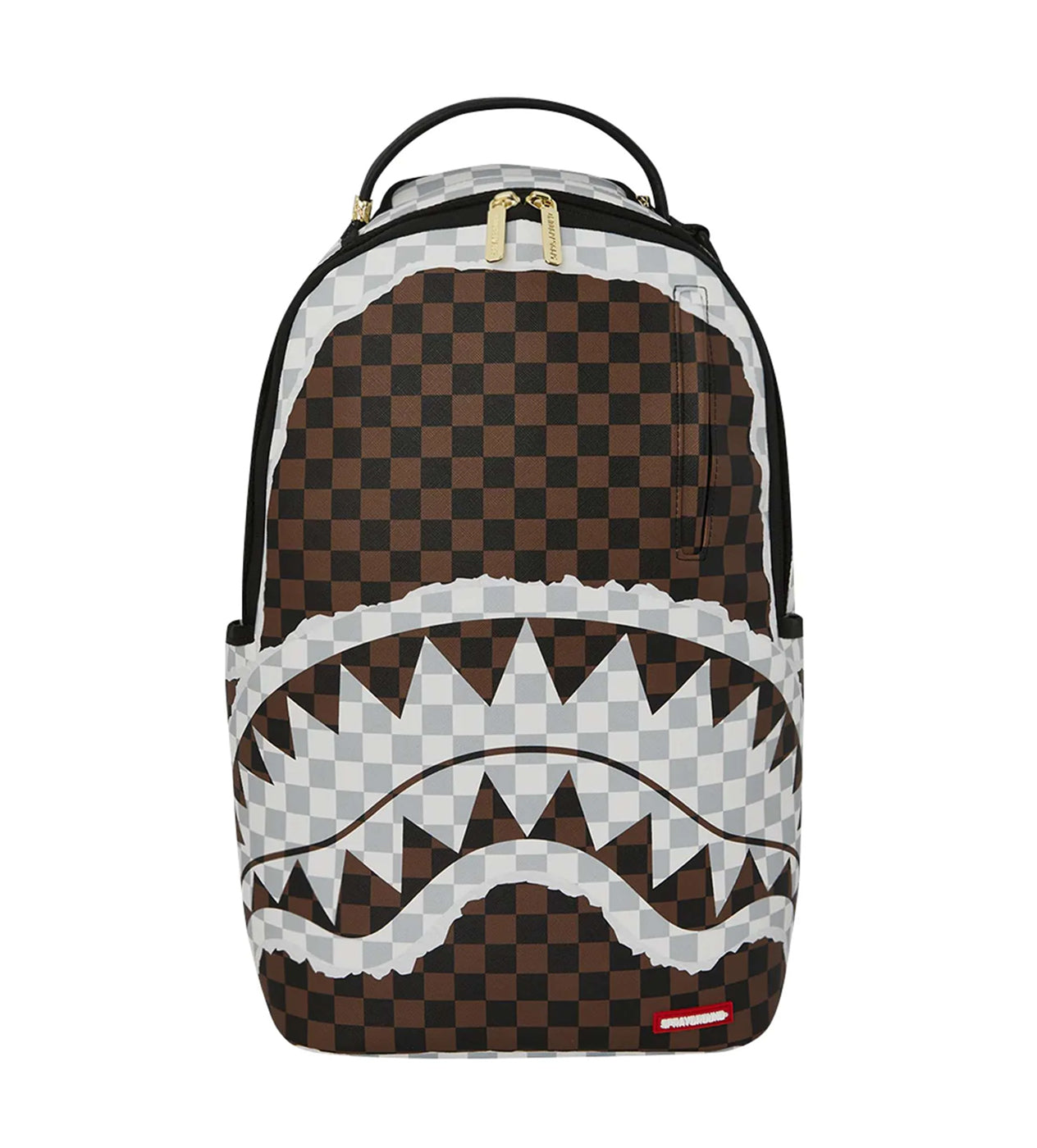 Sprayground Cream and Brown Tear Check Backpack