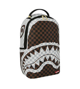 Sprayground Cream and Brown Tear Check Backpack