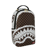 Sprayground Cream and Brown Tear Check Backpack