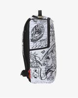 Sprayground Doodles Over Math Homework Backpack, side profile view