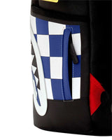 Sprayground First Place Chase Backpack, corner detail of the stitched shark teeth