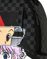 Sprayground Hunter X Hunter Mark X Backpack, close-up of the torn-strip character portraits