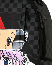 Sprayground Hunter X Hunter Mark X Backpack, close-up of the torn-strip character portraits