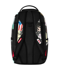 Sprayground Jon Z Burned Disc Backpack black, back view showing padded shoulder straps
