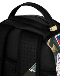 Sprayground Jon Z Burned Disc Backpack black, close-up of the top carry handle
