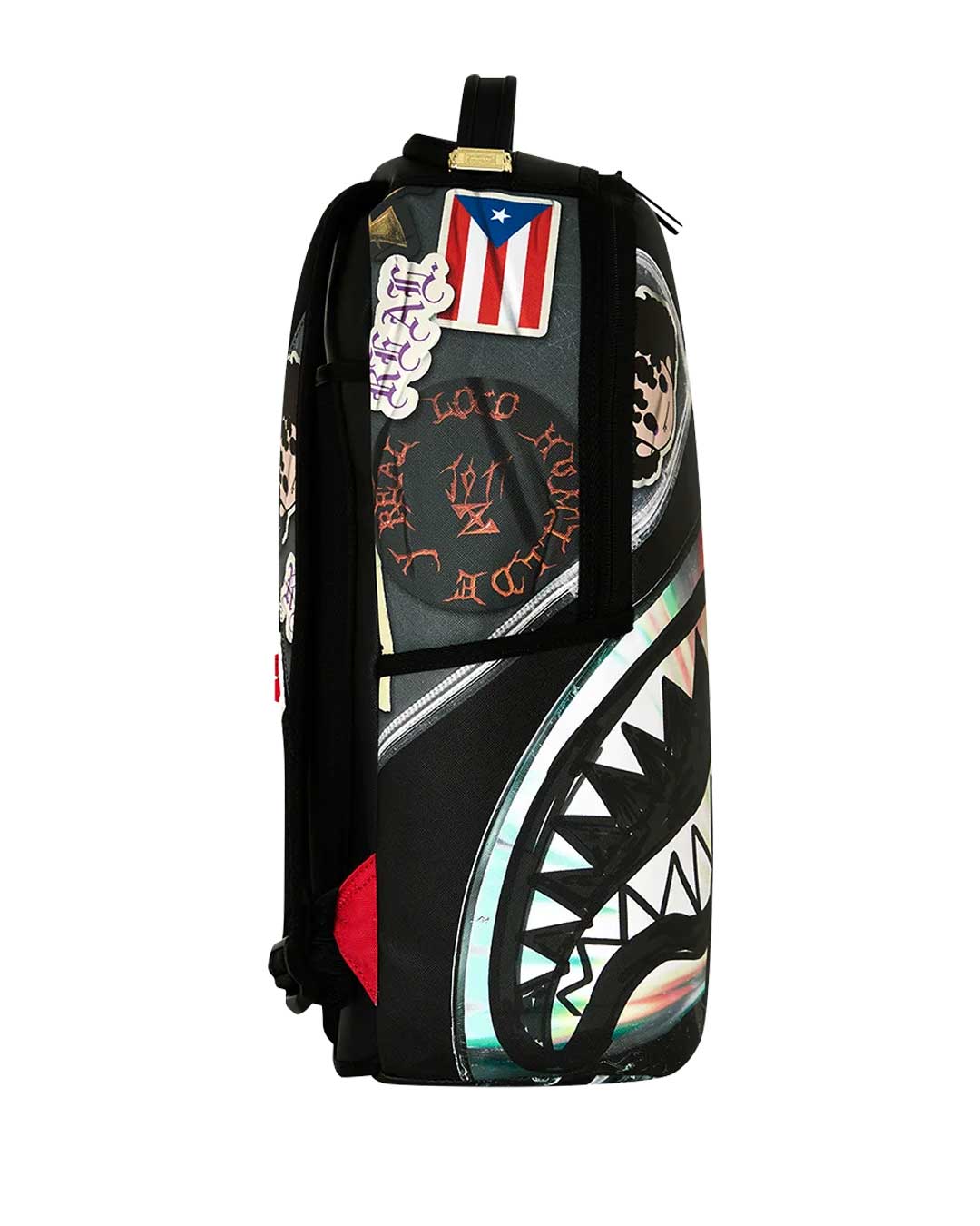 Sprayground Jon Z Burned Disc Backpack black, side profile view