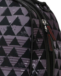 Sprayground Kahuku Niho Mano Backpack, close-up of the painterly triangle print