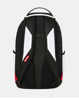 Sprayground Moneybear Stash Backpack white, back view showing padded shoulder straps