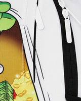 Sprayground Moneybear Stash Backpack white, close-up of the zipper pull