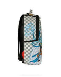 Sprayground Naruto vs Sasuke Backpack, side view of the checkered panels
