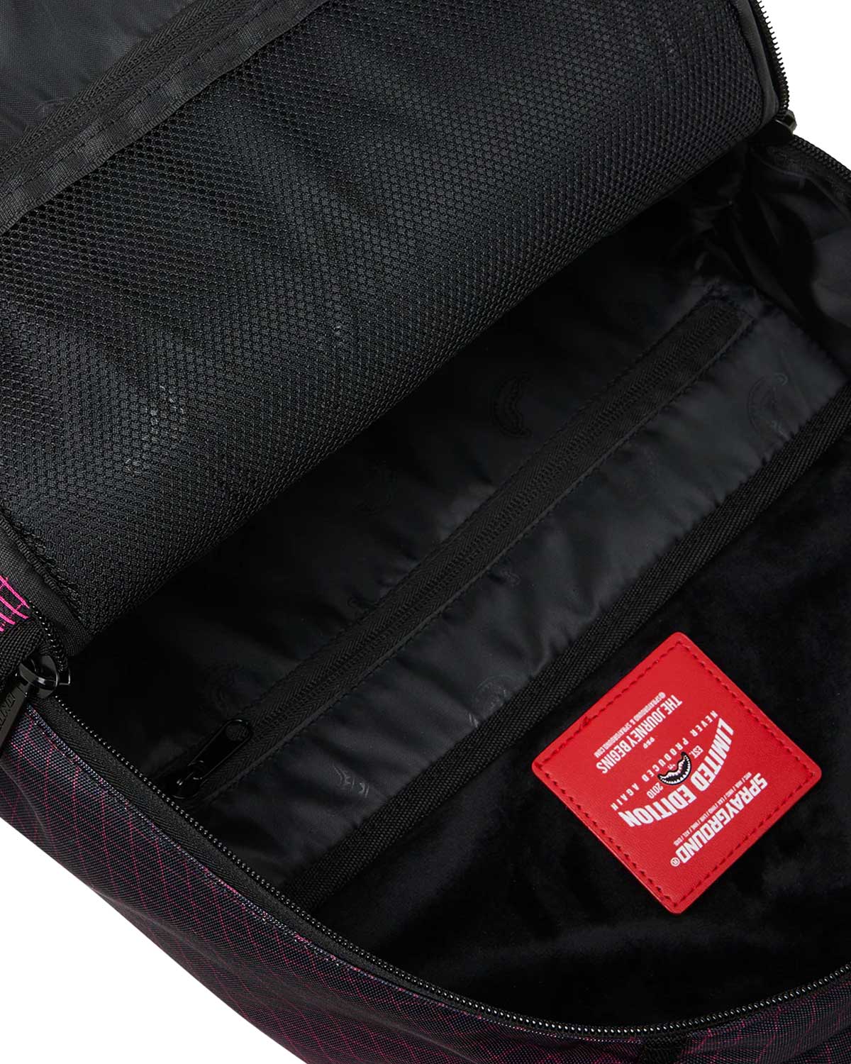Sprayground Party Shark Fiber Optics Backpack, close-up detail