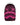Sprayground Party Shark Fiber Optics Backpack, black backpack with glowing pink wireframe shark face and X-ed eyes, front view